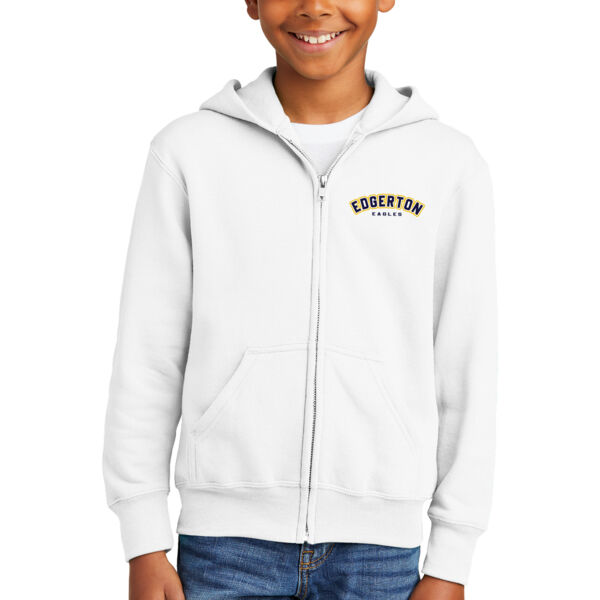 Port & Company® Youth Core Fleece Full-Zip Hooded Sweatshirt - Printed Logo Thumbnail
